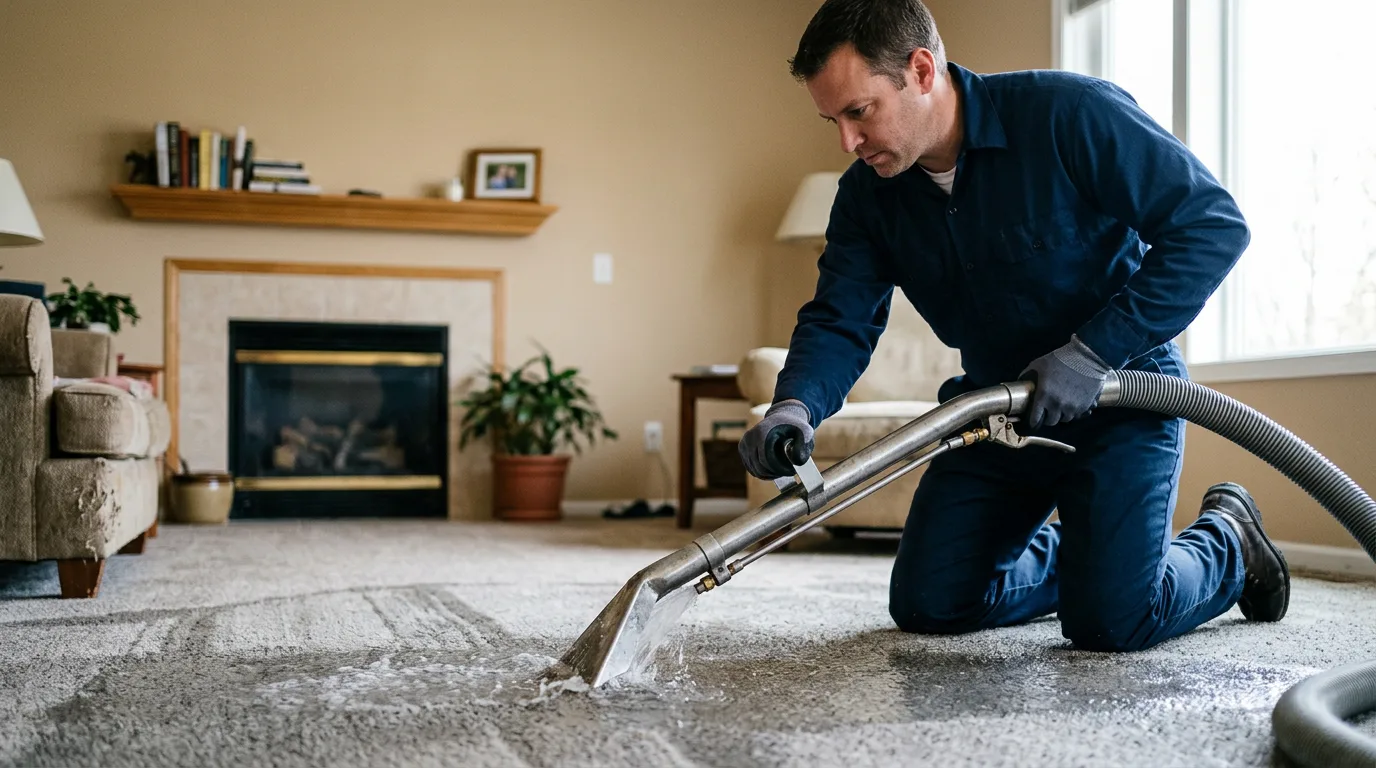 Water damage restoration technician working near Louisburg, KS